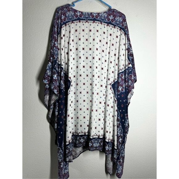 Eye Shadow Women's Wrap Cover-up Shawl Side Tassle Ties Bohemian Beachy Size XL - Picture 3 of 14